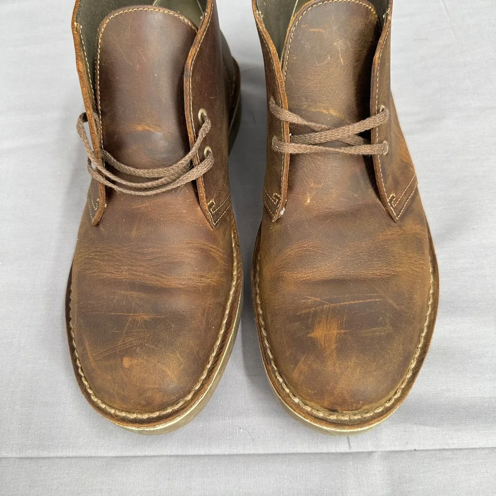 Clarks Bushacre 2 Chukka Boot Mens 10.5 Brown Leather Ultimate Comfort Lace Up